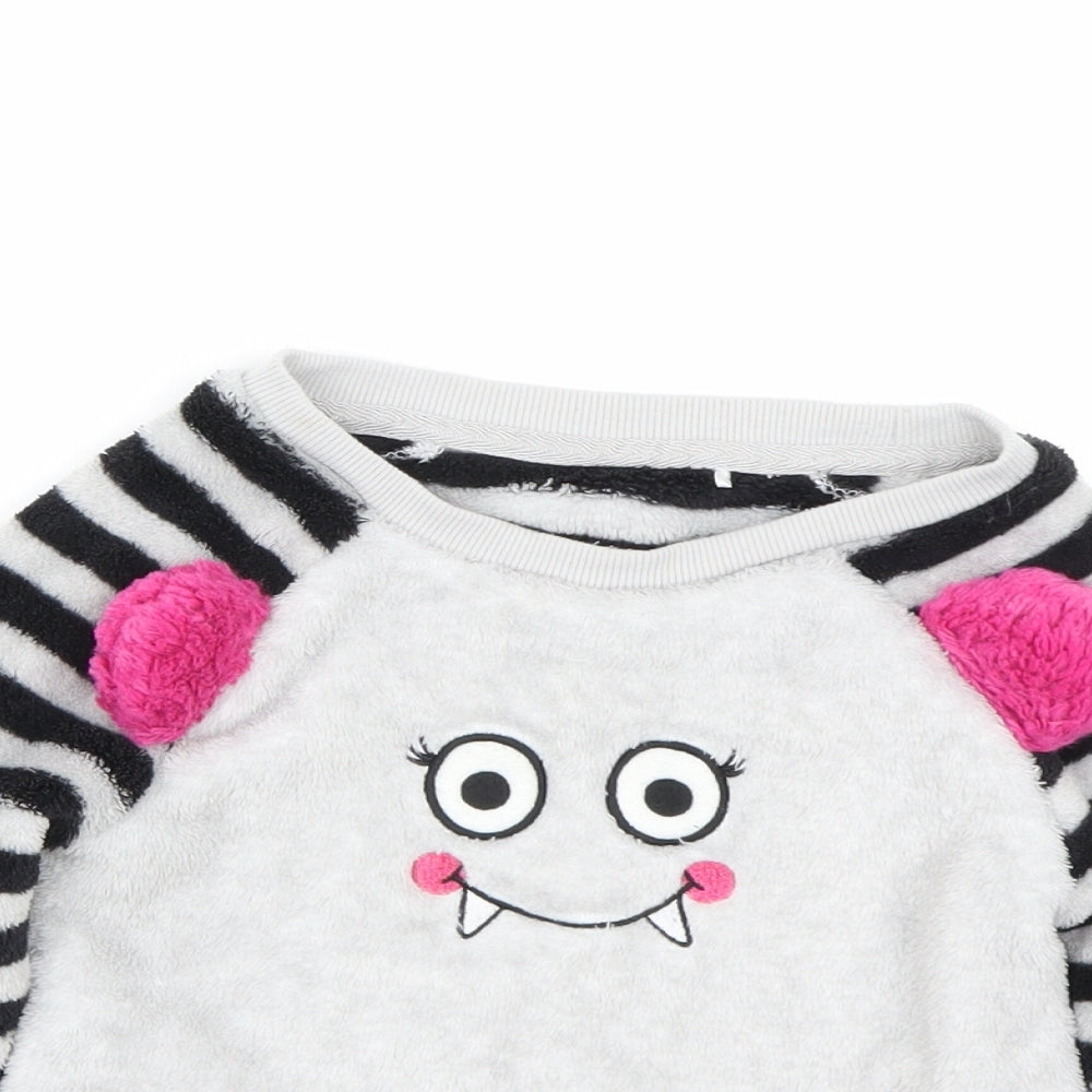 Very Girls Grey Striped  Top Pyjama Top Size 2-3 Years  - Monster