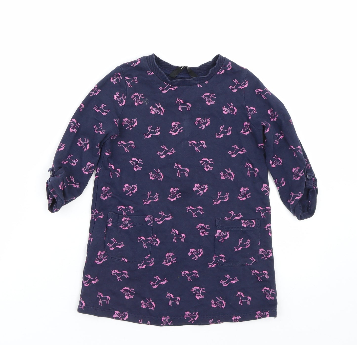 George Girls Blue Animal Print  T-Shirt Dress  Size 18-24 Months