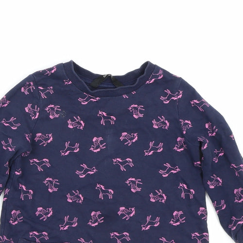 George Girls Blue Animal Print  T-Shirt Dress  Size 18-24 Months