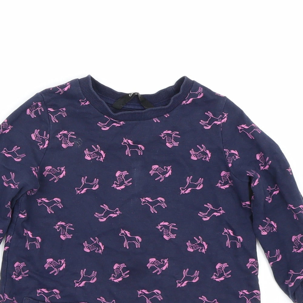 George Girls Blue Animal Print  T-Shirt Dress  Size 18-24 Months