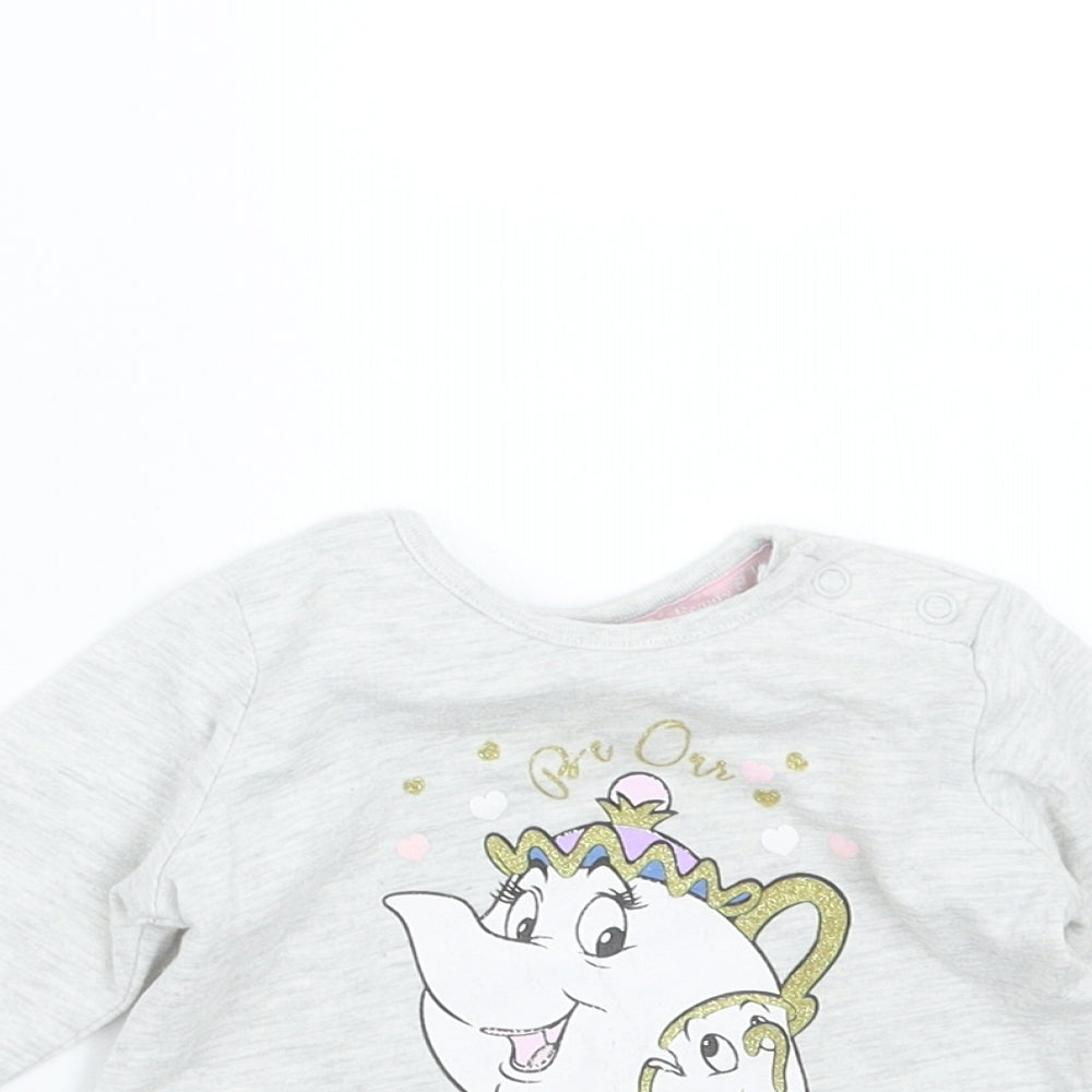 Disney Baby Baby Grey   Basic T-Shirt Size 6-9 Months  - Beauty and the Beast