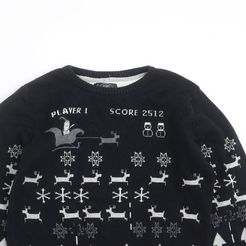 NEXT Boys Black Geometric Knit Pullover Jumper Size 10 Years  - christmas gamer