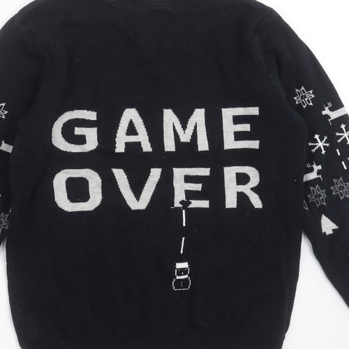 NEXT Boys Black Geometric Knit Pullover Jumper Size 10 Years  - christmas gamer