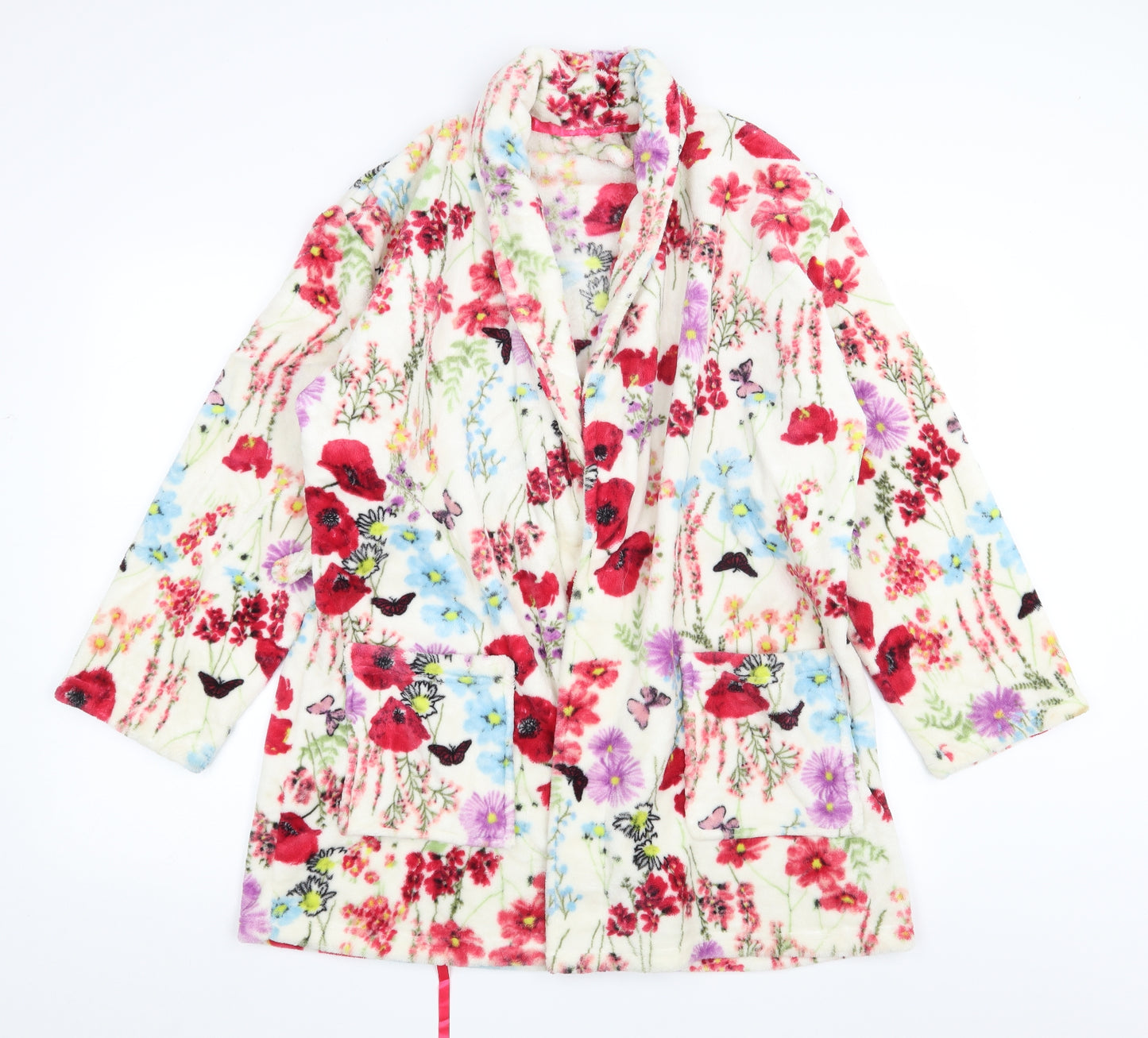 George Womens Ivory Floral  Top Robe Size M