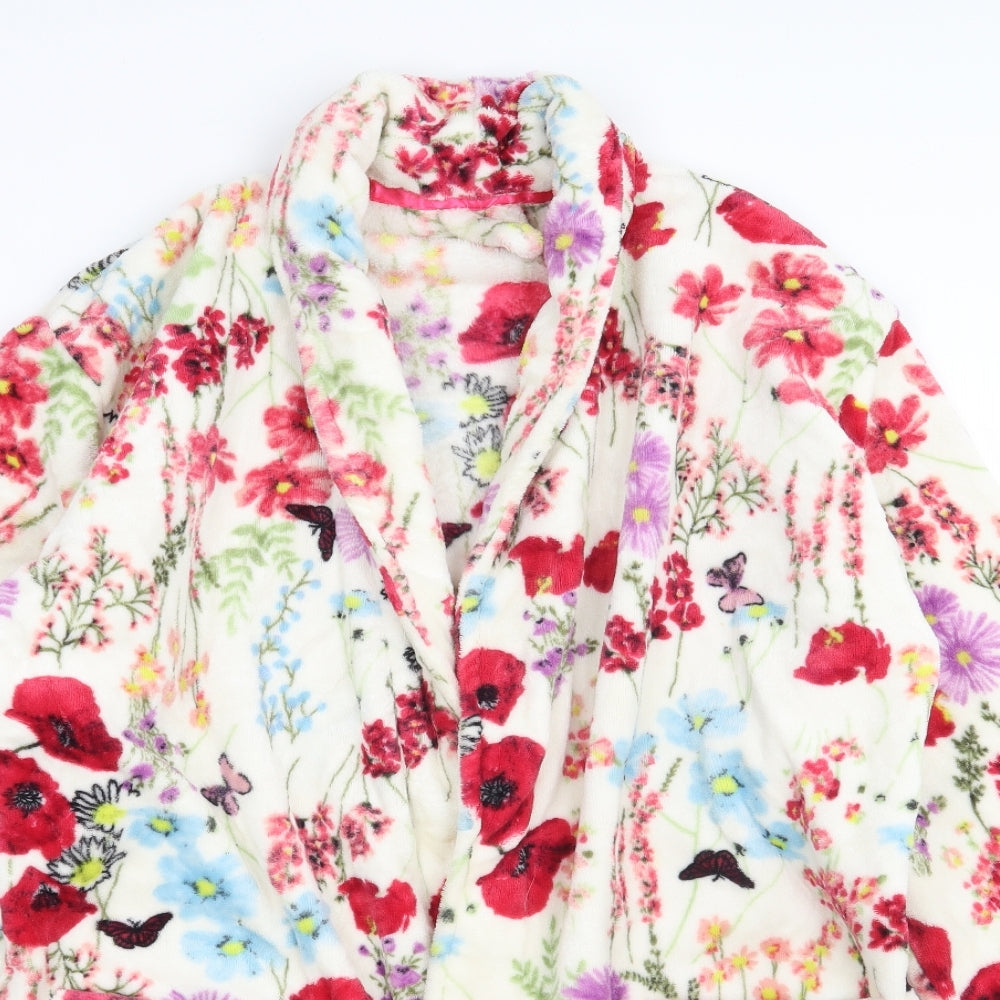 George Womens Ivory Floral  Top Robe Size M