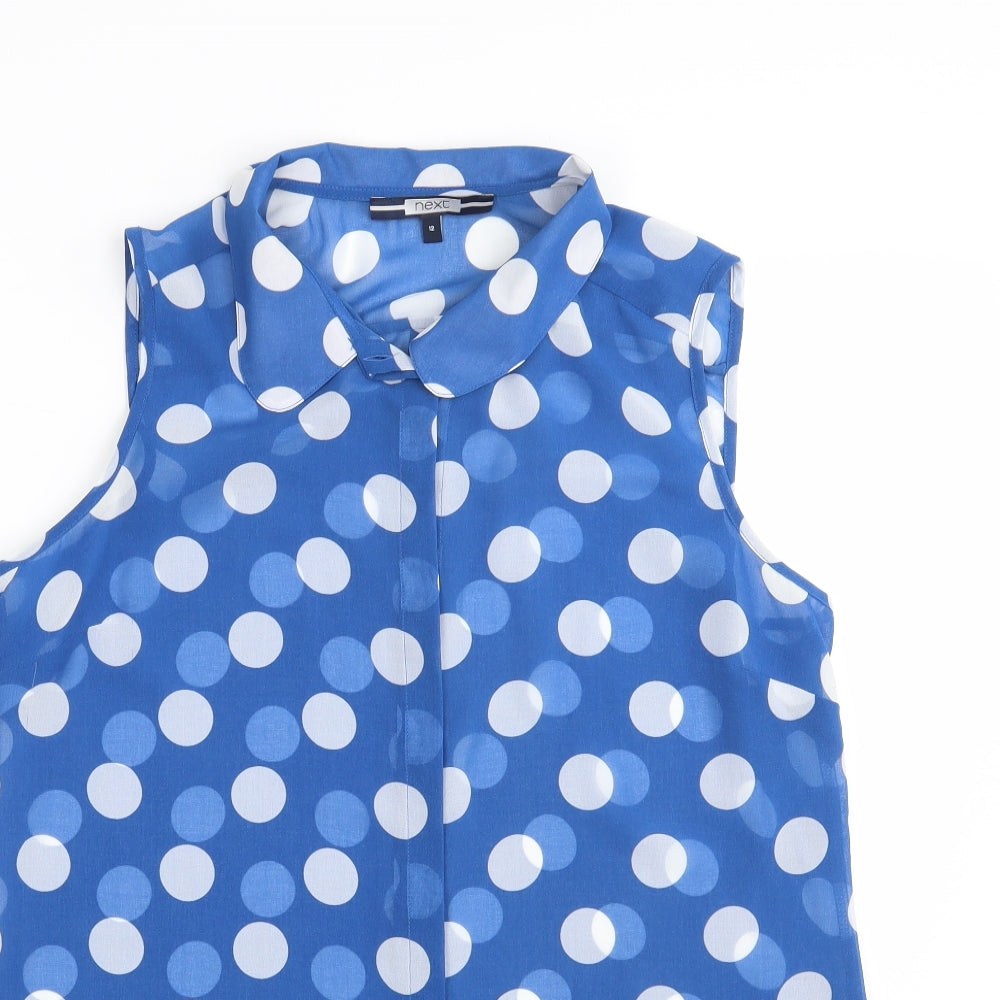 NEXT Womens Blue Polka Dot  Basic Blouse Size 12