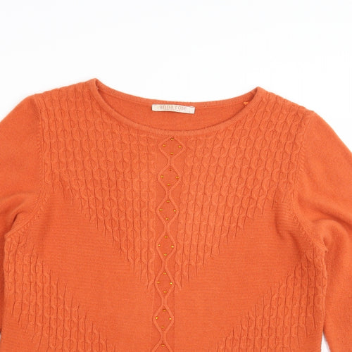 ANNA ROSE Womens Orange Geometric Knit Pullover Jumper Size L