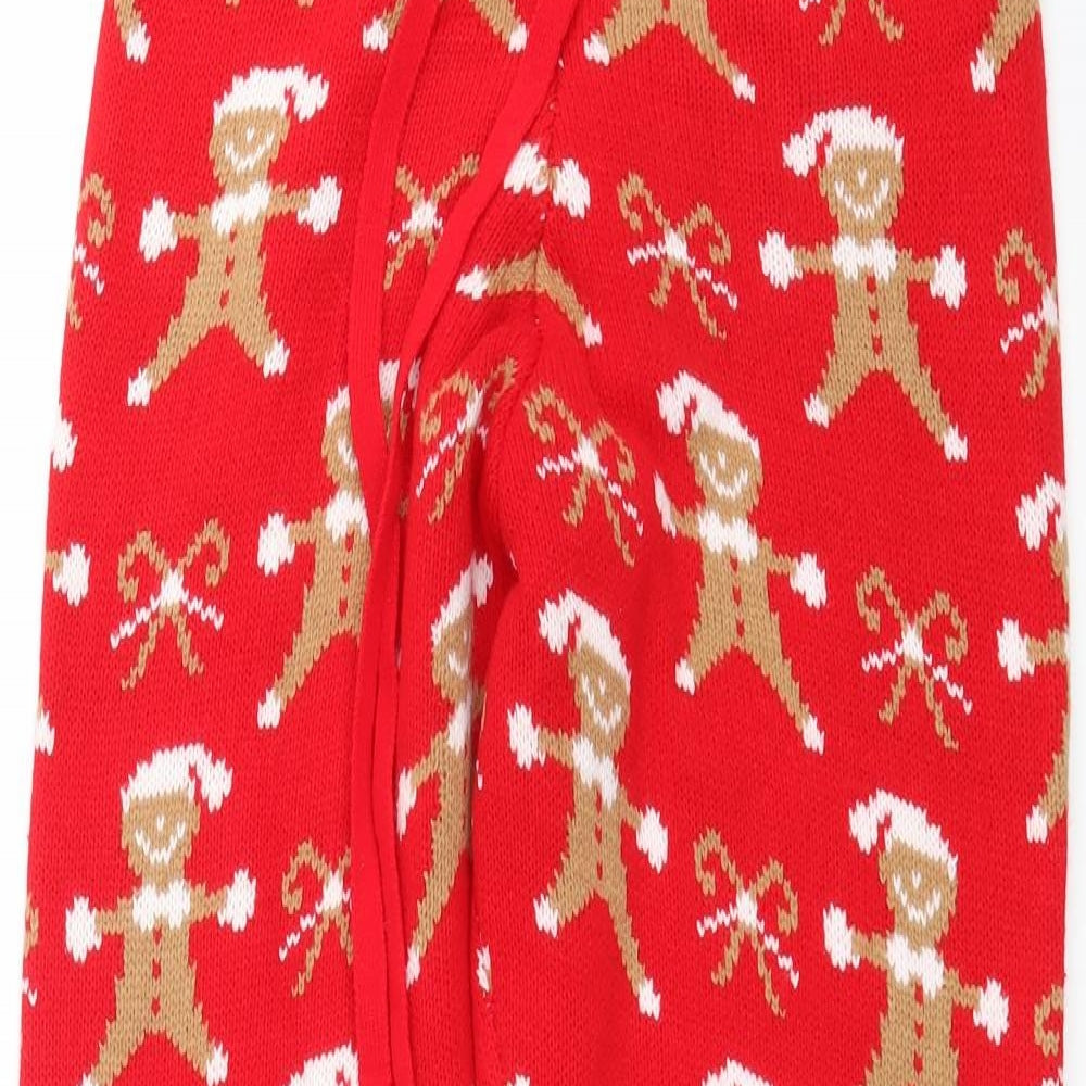 Boohoo Womens Red  Knit  Pyjama Pants Size S  - Gingerbread Men