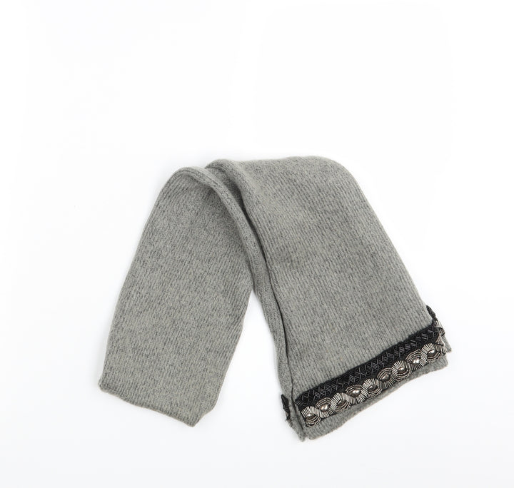 Preworn Womens Grey  Knit  Scarf   - beaded detail