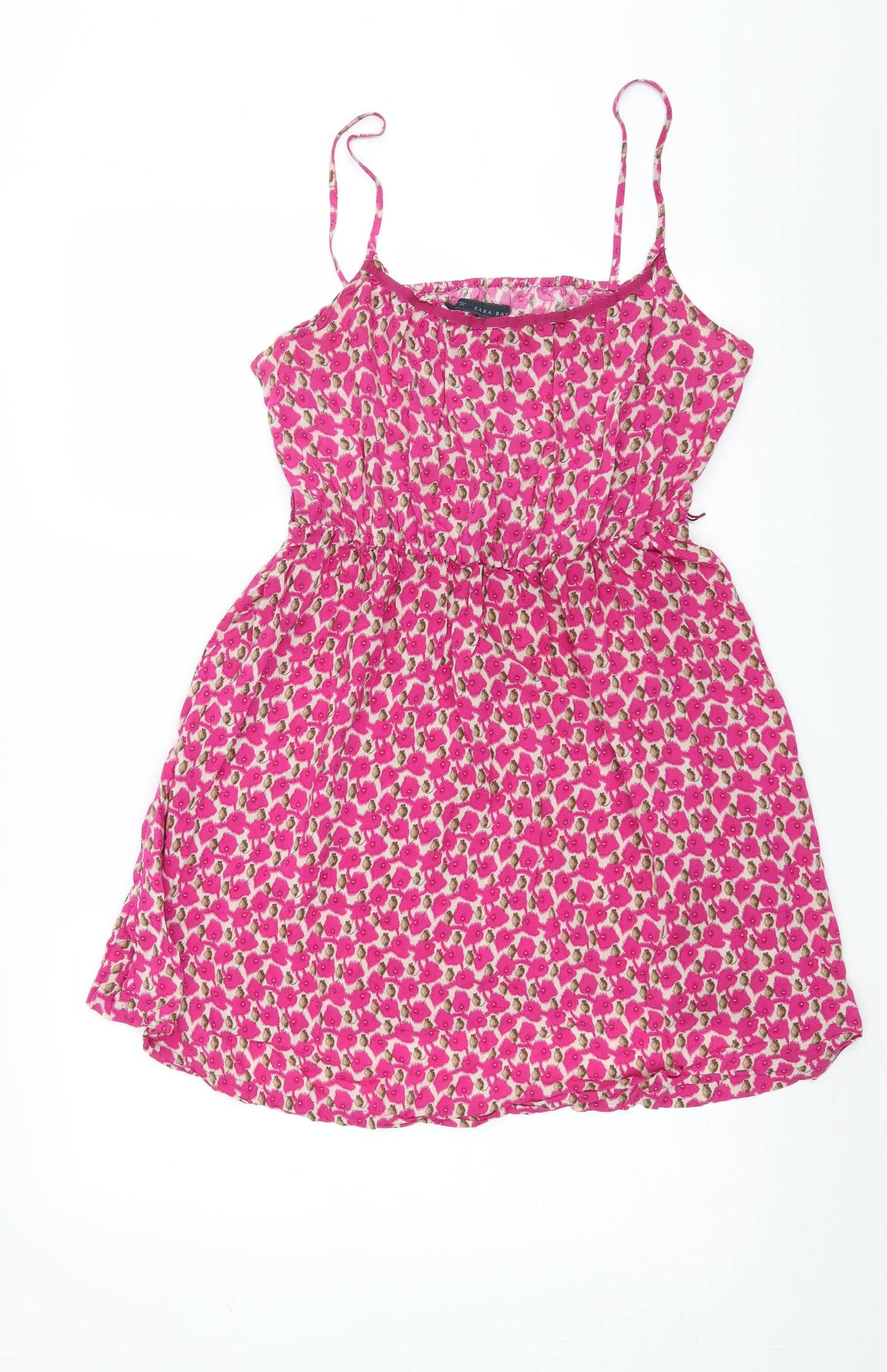 Zara Womens Pink Floral  Fit & Flare  Size L