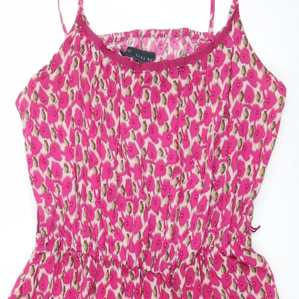 Zara Womens Pink Floral  Fit & Flare  Size L