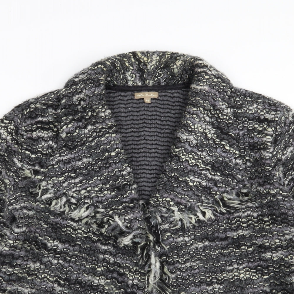 M&Co Womens Grey  Knit Cardigan Jumper Size 14