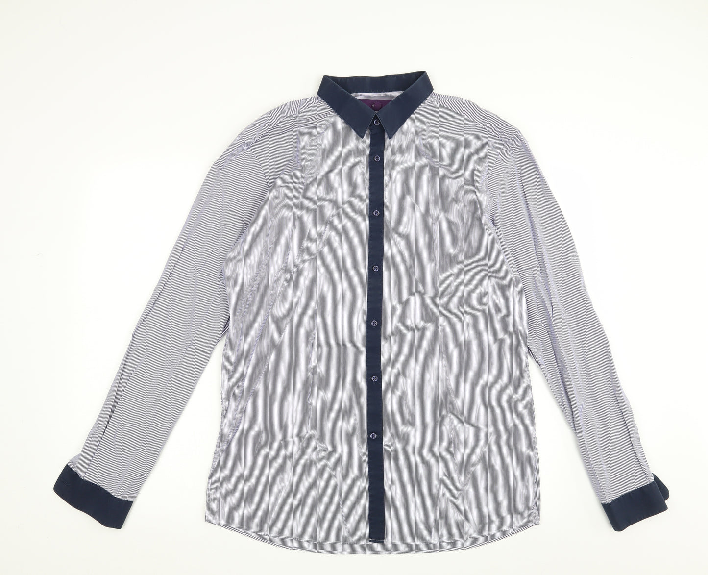 NEXT Mens Blue Striped   Dress Shirt Size 16.5
