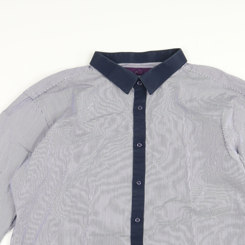 NEXT Mens Blue Striped   Dress Shirt Size 16.5