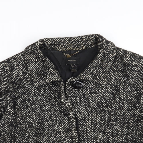 MNG SUIT Womens Black Herringbone  Jacket  Size L