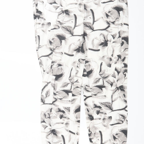 ET VOUS Womens White Floral  Trousers  Size 12 L24 in