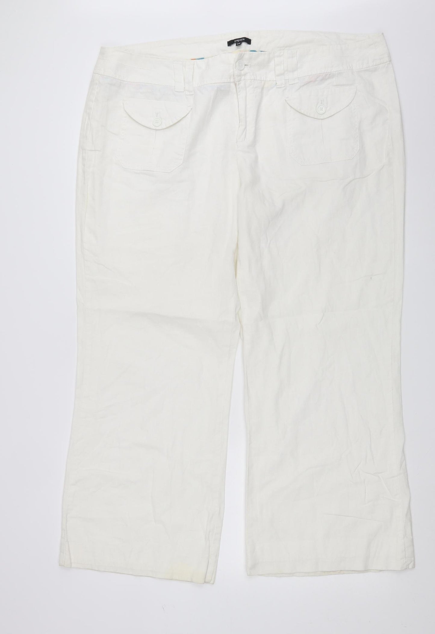 Papaya Womens White   Trousers  Size 20 L29 in