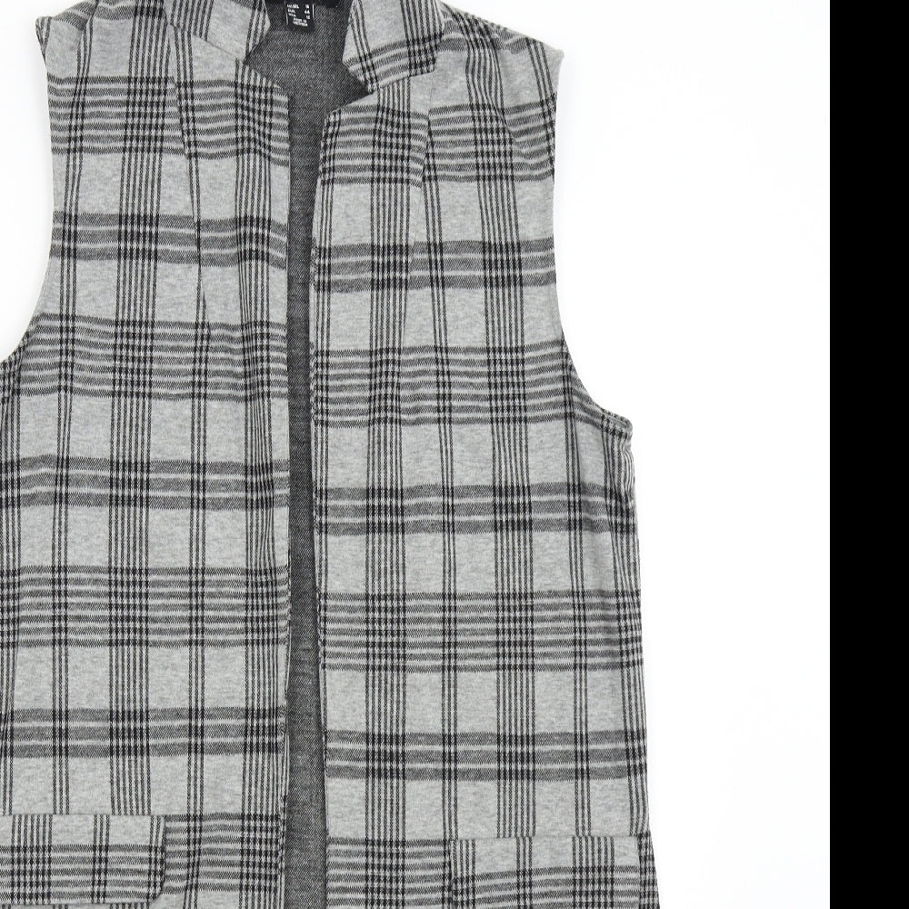 Primark Womens Grey Check  Gilet Waistcoat Size 16