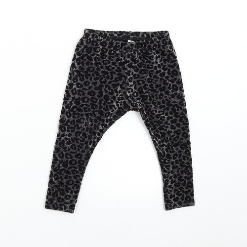 TU Girls Black Animal Print  Jogger Trousers Size 3 Years