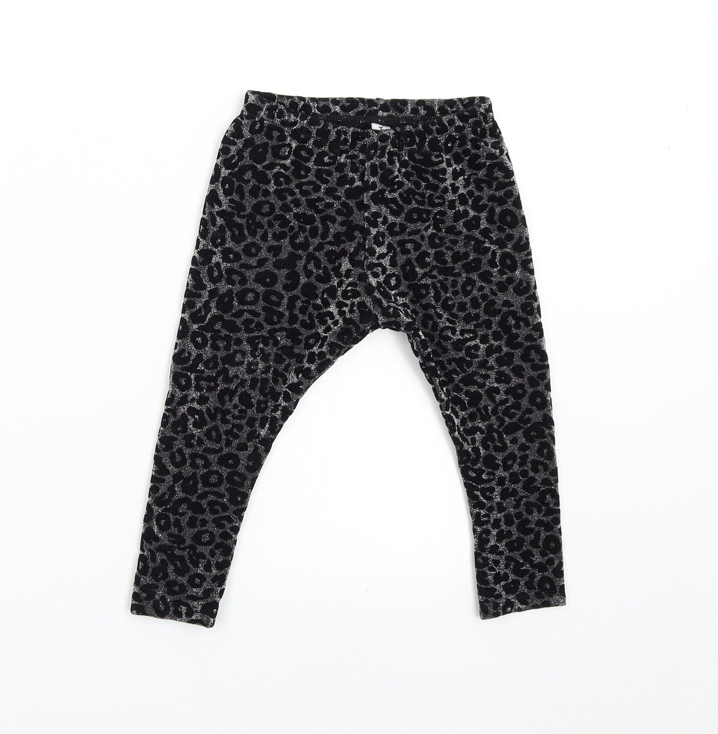 TU Girls Black Animal Print  Jogger Trousers Size 3 Years