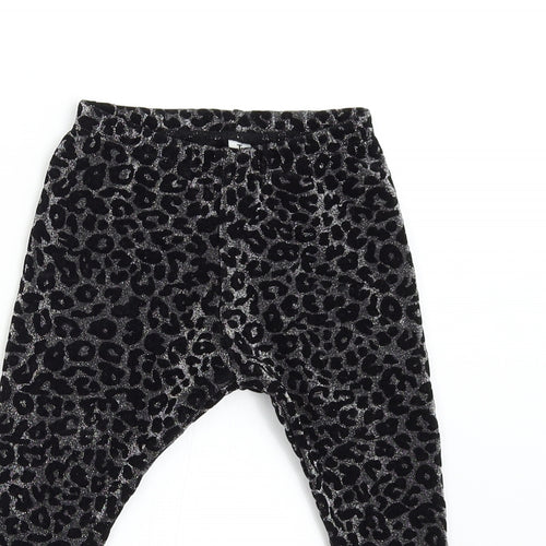 TU Girls Black Animal Print  Jogger Trousers Size 3 Years