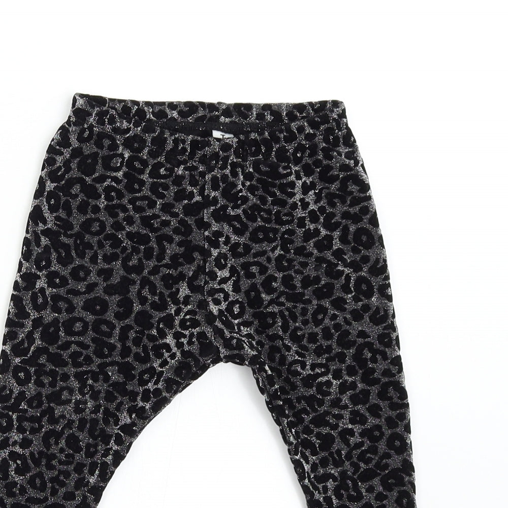 TU Girls Black Animal Print  Jogger Trousers Size 3 Years