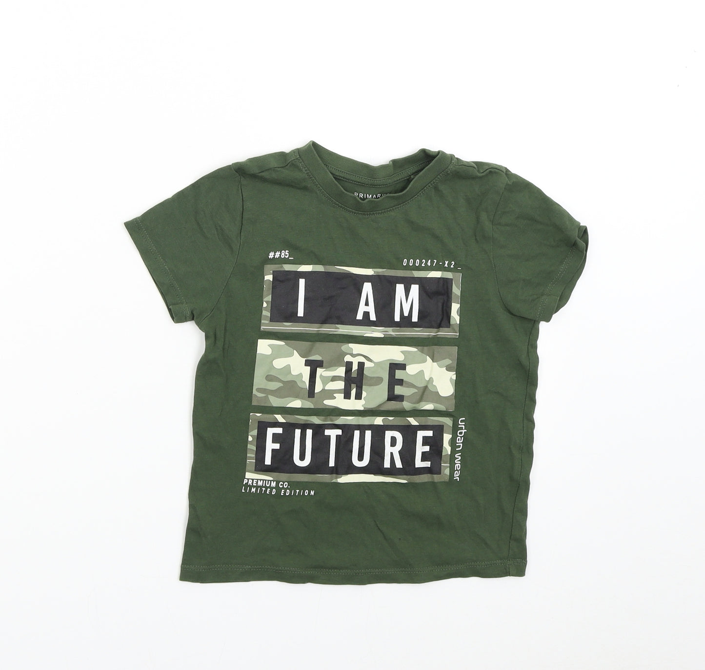 Primark Boys Green   Basic T-Shirt Size 3-4 Years
