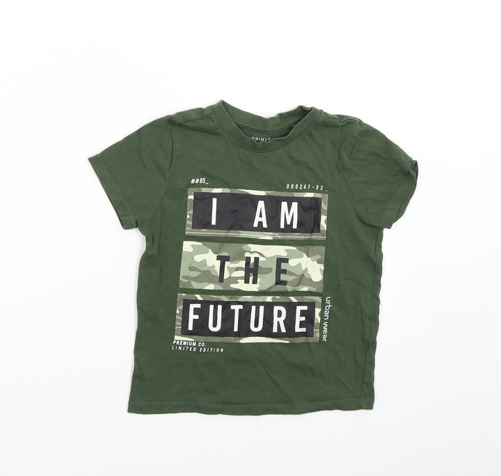 Primark Boys Green   Basic T-Shirt Size 3-4 Years