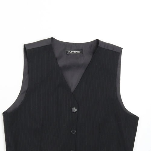 Flipback Boys Black Striped  Gilet Waistcoat Size 12 Years