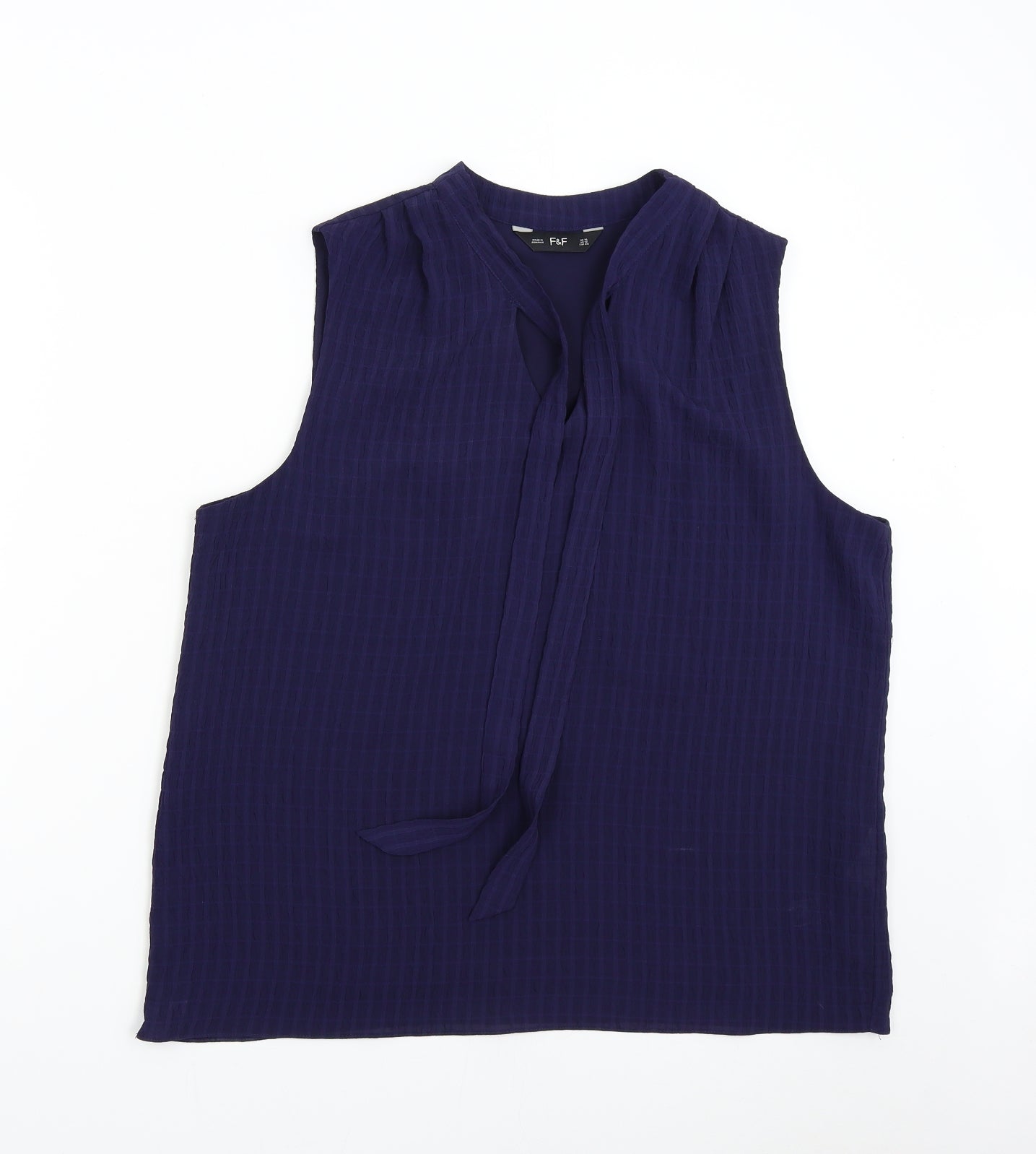 F&F Womens Blue   Basic Blouse Size 16  - Pussy Bow