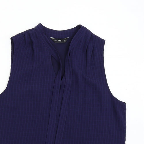 F&F Womens Blue   Basic Blouse Size 16  - Pussy Bow