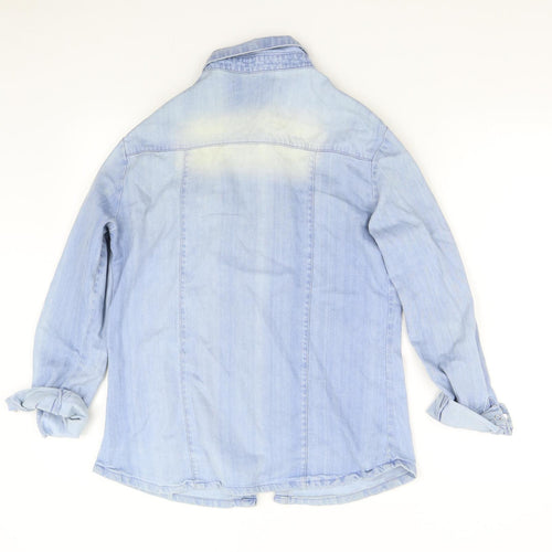 Boohoo Womens Blue  Denim Basic Button-Up Size 10