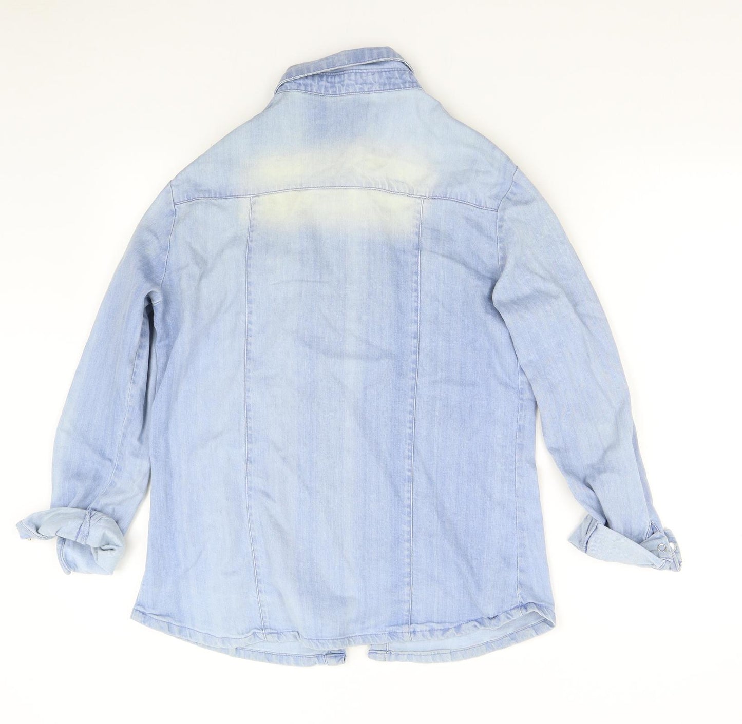 Boohoo Womens Blue  Denim Basic Button-Up Size 10