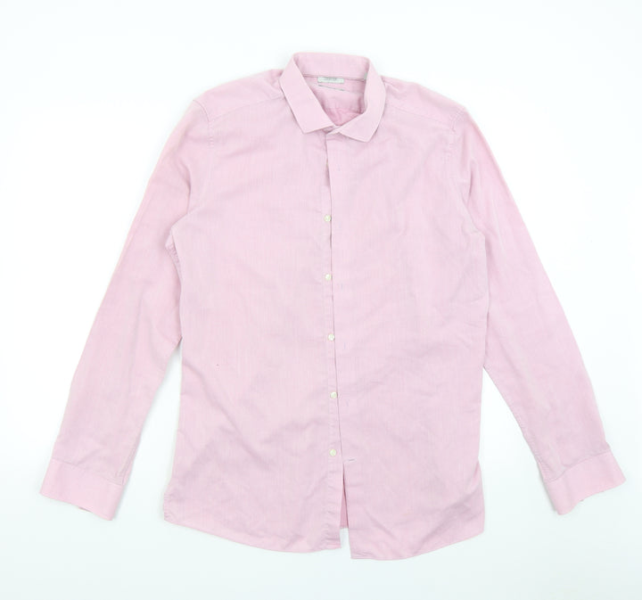 NEXT Mens Pink    Button-Up Size 16.5