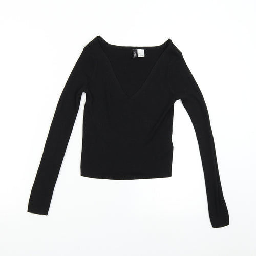 H&M Girls Black  Knit Pullover Jumper Size S