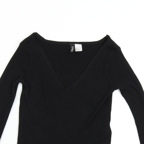 H&M Girls Black  Knit Pullover Jumper Size S