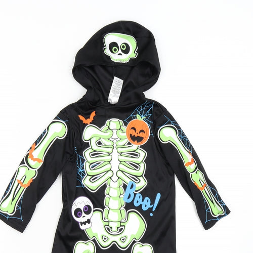 Morrisons Boys Black   Coverall One-Piece Size 12-18 Months  - Glow Skeleton Halloween Costume
