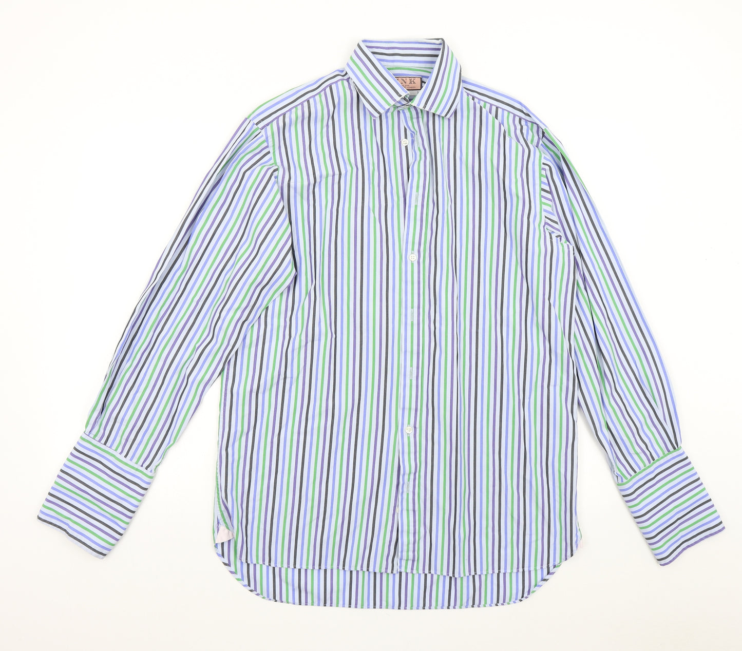 Thomas Pink Mens Multicoloured Striped   Dress Shirt Size 34