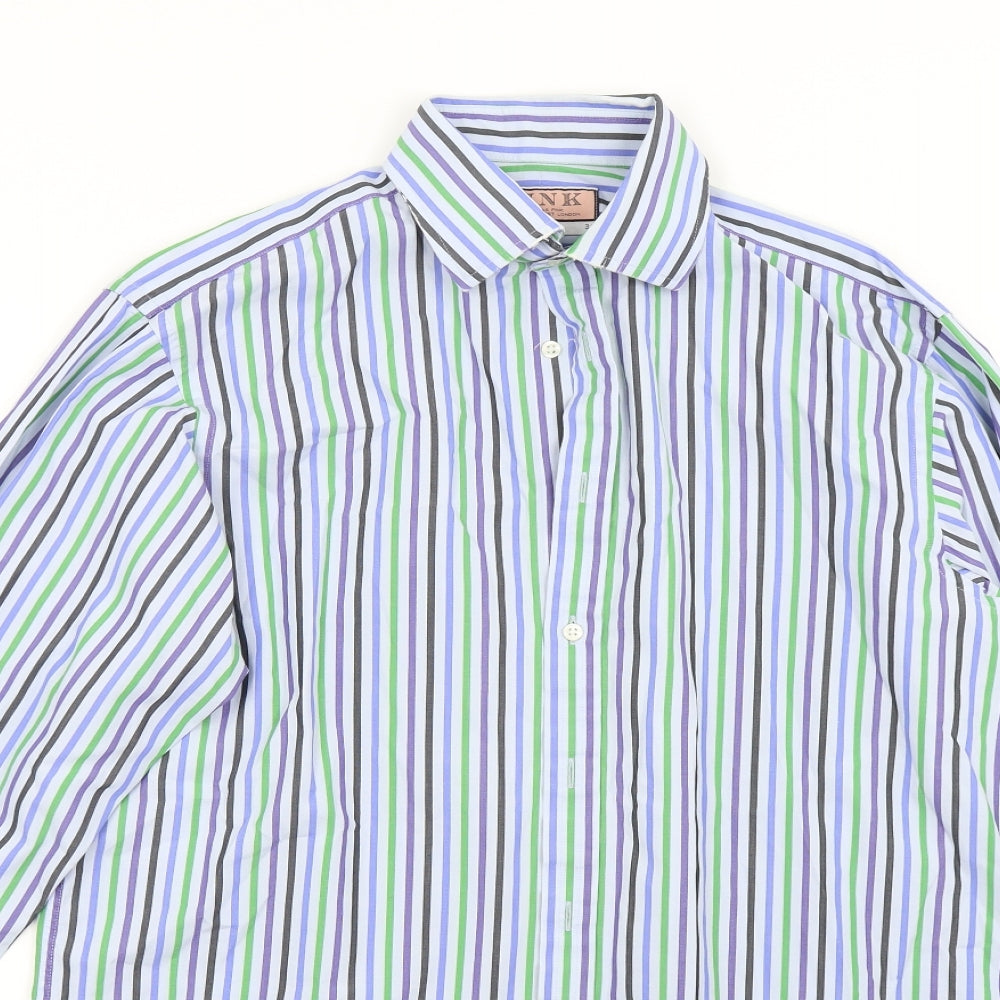 Thomas Pink Mens Multicoloured Striped   Dress Shirt Size 34