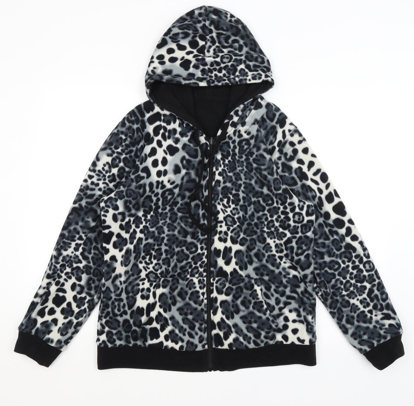 Preworn Womens Grey Animal Print  Full Zip Hoodie Size M