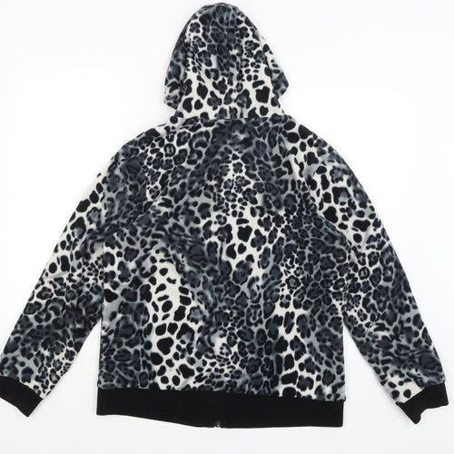 Preworn Womens Grey Animal Print  Full Zip Hoodie Size M