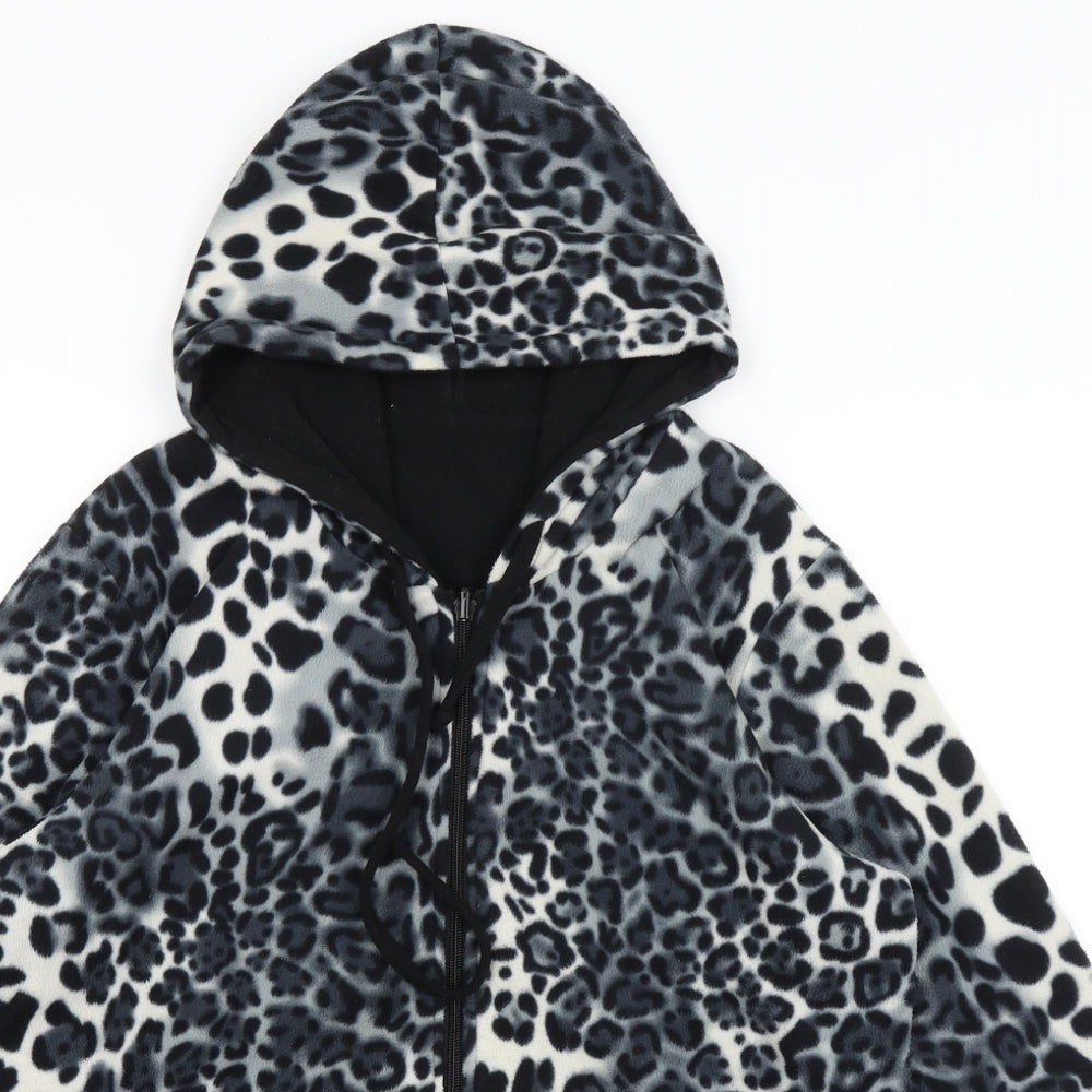 Preworn Womens Grey Animal Print  Full Zip Hoodie Size M