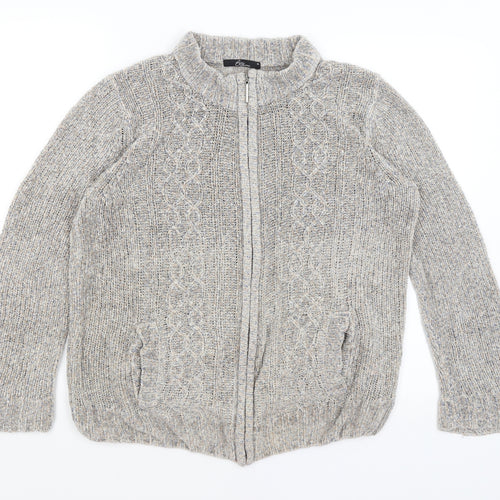 BM Collection Womens Grey   Full Zip Jumper Size M