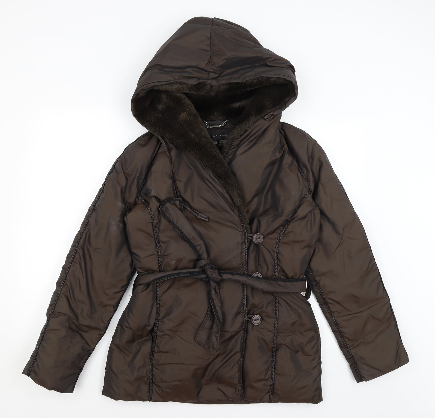 Zara Womens Brown   Puffer Jacket Coat Size M