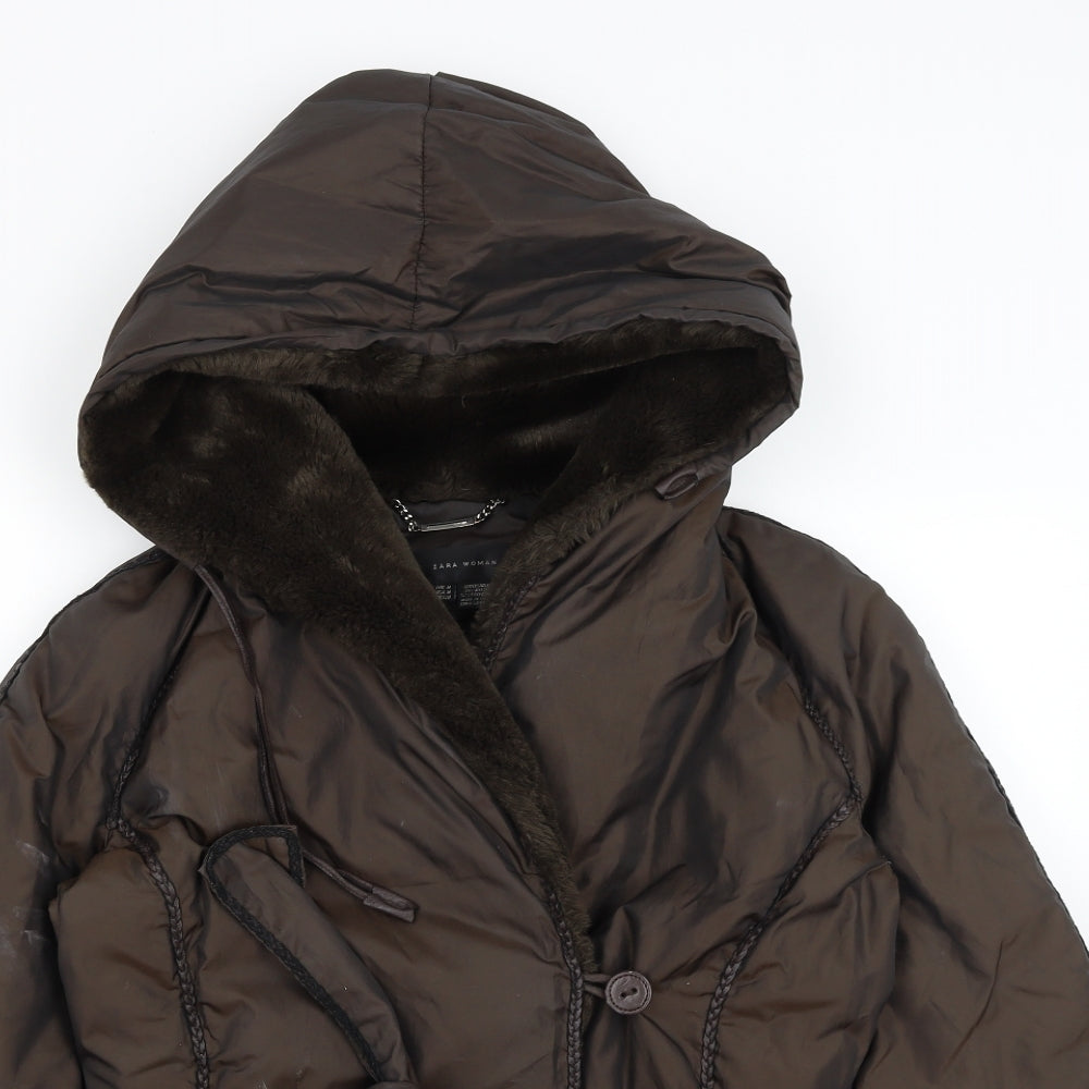 Zara Womens Brown   Puffer Jacket Coat Size M