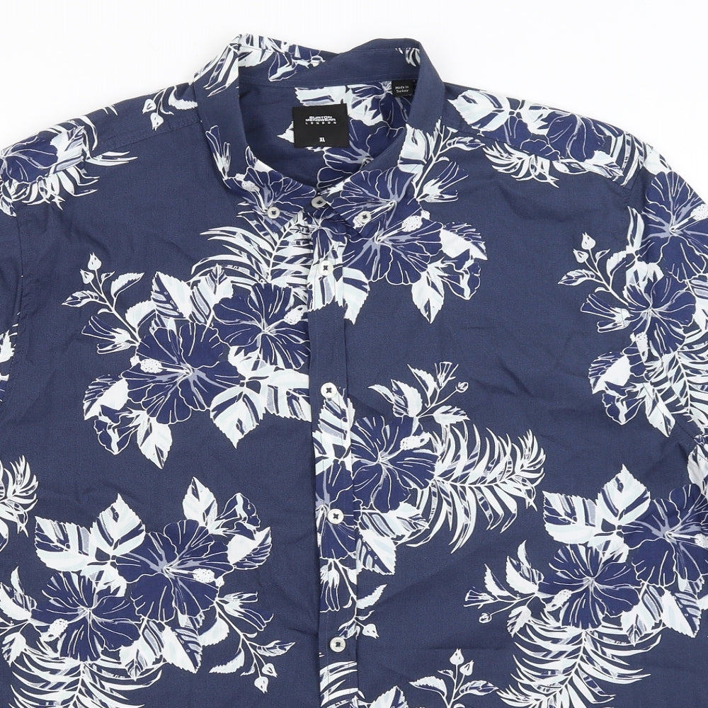 Burton Mens Blue Floral   Button-Up Size XL