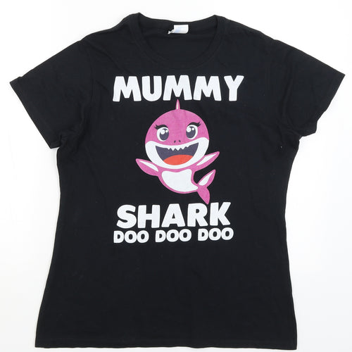 Port & Co Womens Black   Basic T-Shirt Size L  - Mummy Shark