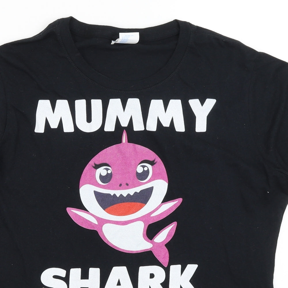 Port & Co Womens Black   Basic T-Shirt Size L  - Mummy Shark