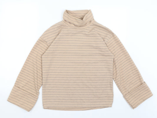 Front view of Primark women’s brown striped jumper, size XS