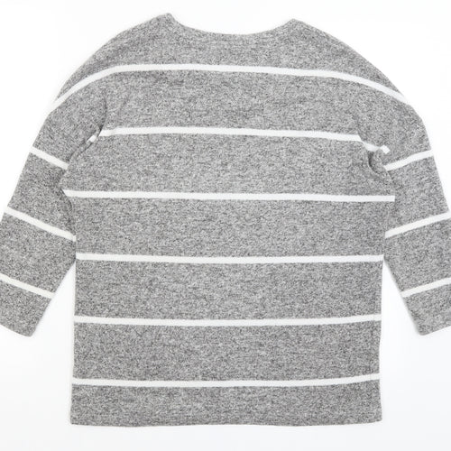 TU Womens Grey Striped  Pullover Jumper Size 12